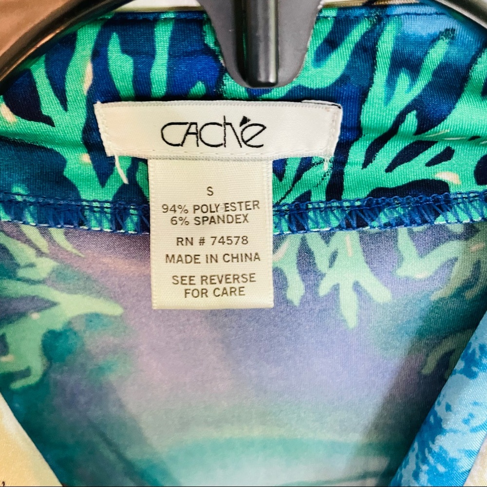 Like New Cache Ocean Print Faux Wrap Top - image 4